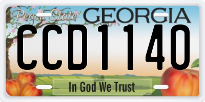 GA license plate CCD1140