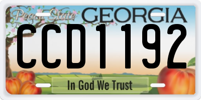 GA license plate CCD1192