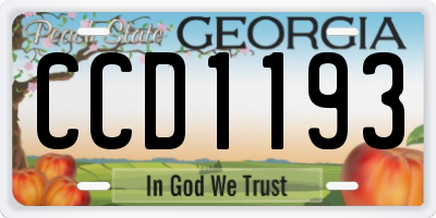 GA license plate CCD1193