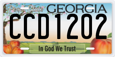 GA license plate CCD1202