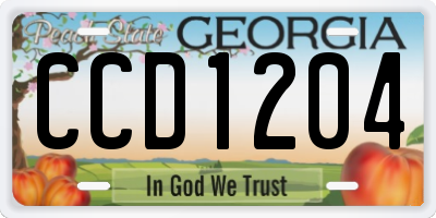 GA license plate CCD1204