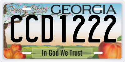 GA license plate CCD1222