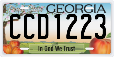 GA license plate CCD1223