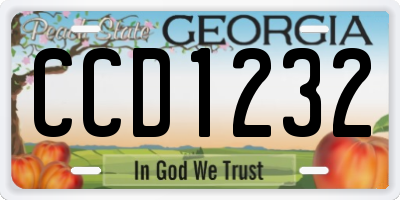 GA license plate CCD1232