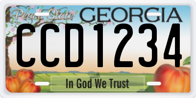 GA license plate CCD1234