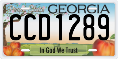 GA license plate CCD1289