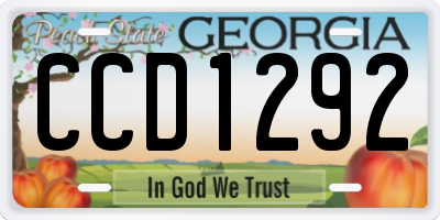 GA license plate CCD1292