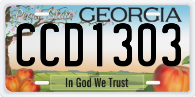 GA license plate CCD1303