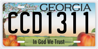 GA license plate CCD1311