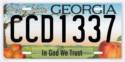GA license plate CCD1337