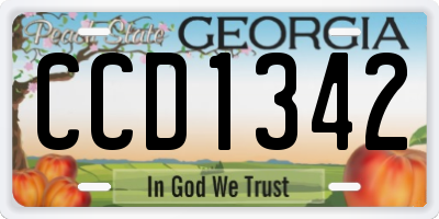 GA license plate CCD1342