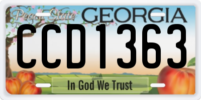 GA license plate CCD1363