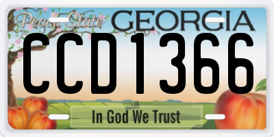 GA license plate CCD1366