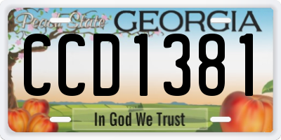 GA license plate CCD1381