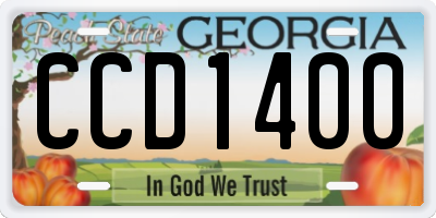 GA license plate CCD1400