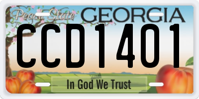 GA license plate CCD1401