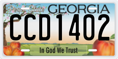 GA license plate CCD1402