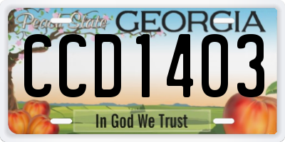 GA license plate CCD1403