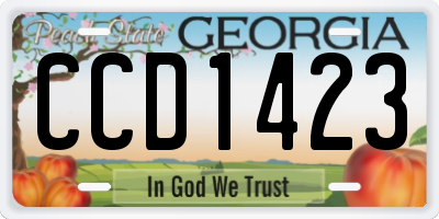 GA license plate CCD1423