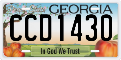GA license plate CCD1430