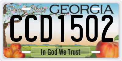 GA license plate CCD1502