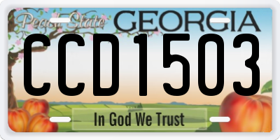 GA license plate CCD1503