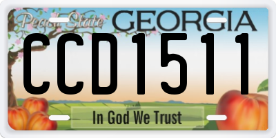 GA license plate CCD1511