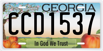 GA license plate CCD1537