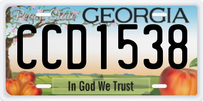 GA license plate CCD1538