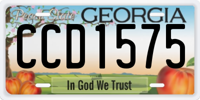 GA license plate CCD1575