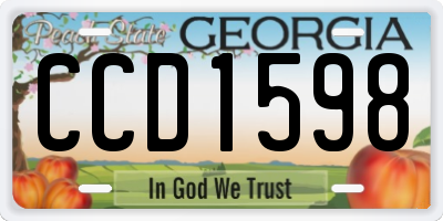 GA license plate CCD1598