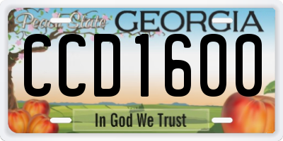 GA license plate CCD1600