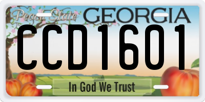 GA license plate CCD1601