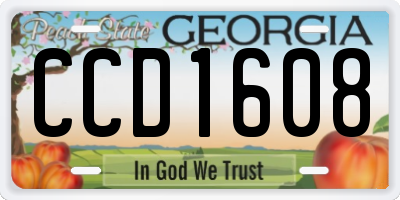 GA license plate CCD1608