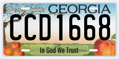GA license plate CCD1668