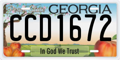 GA license plate CCD1672