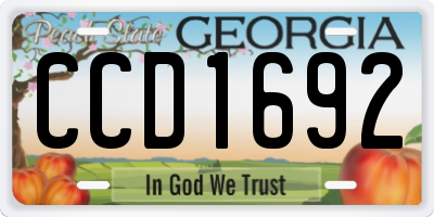 GA license plate CCD1692