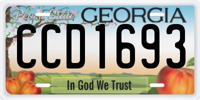 GA license plate CCD1693