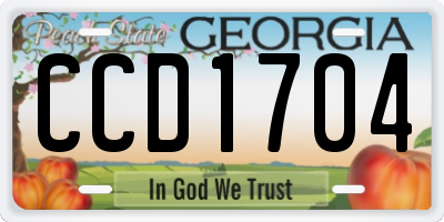 GA license plate CCD1704