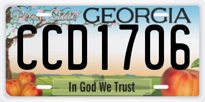 GA license plate CCD1706