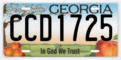GA license plate CCD1725