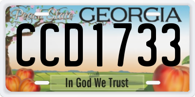 GA license plate CCD1733