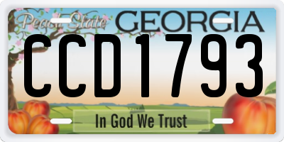 GA license plate CCD1793