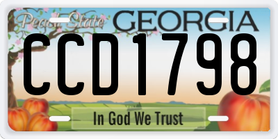GA license plate CCD1798