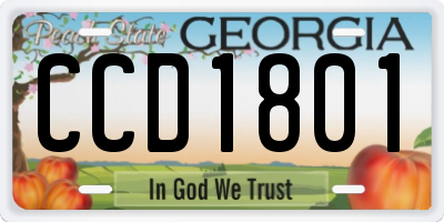 GA license plate CCD1801