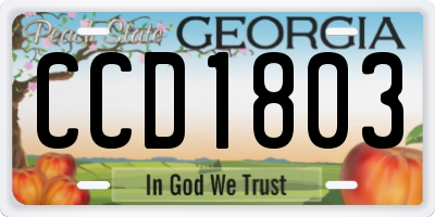 GA license plate CCD1803