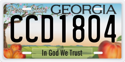 GA license plate CCD1804