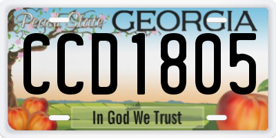 GA license plate CCD1805