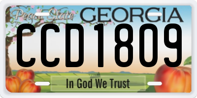 GA license plate CCD1809