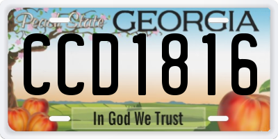 GA license plate CCD1816